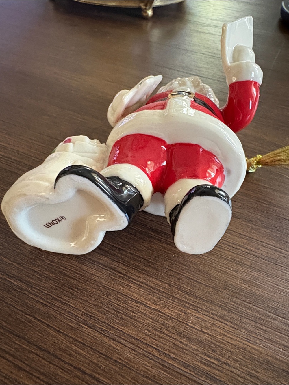 Lenox Red and White Santa Ornament with Gold Trim - Picture 4 of 4